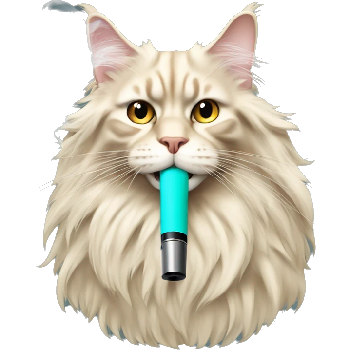 cream maine coon smoking a vape emoji