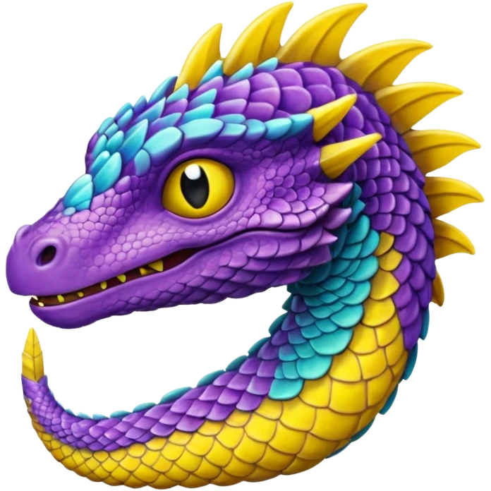 Purple and yellow and Cyan Fakémon-creature emoji