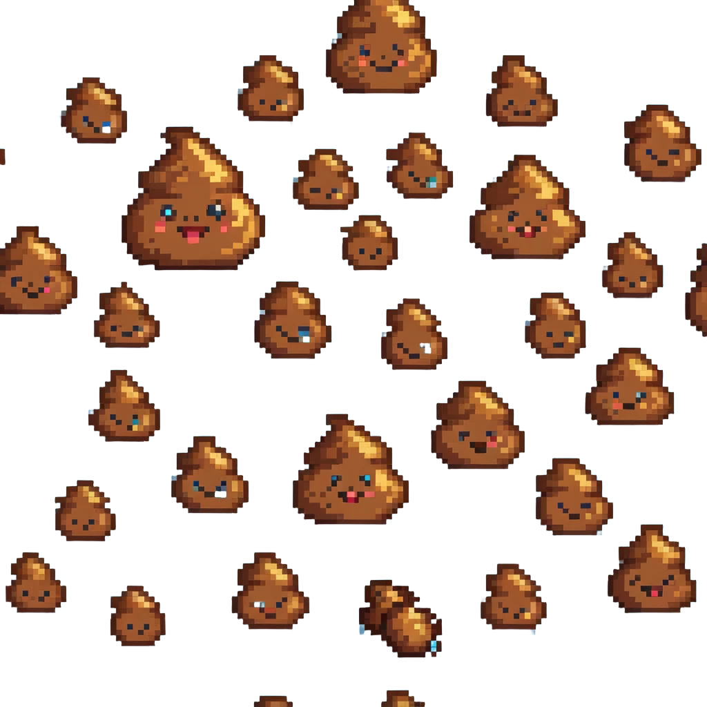 Pile of poo emoji with gradient colors from brown to darker brown, cute smiling face emoji