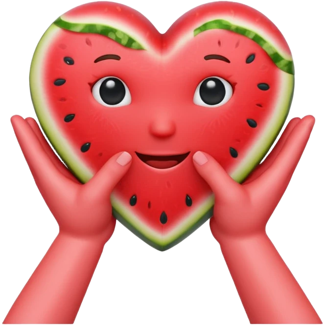 emoji of watermelon-red heart with giving hands emoji