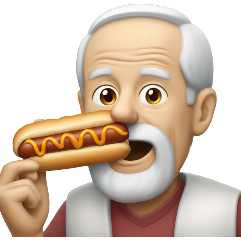 old man eating a hotdog emoji