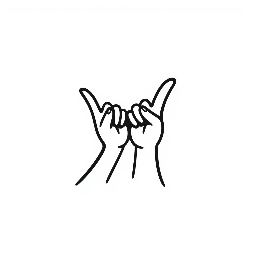 stylized symmetrical hand making rock sign (horns), doodle style, square format, symbol for music marketing course cover emoji