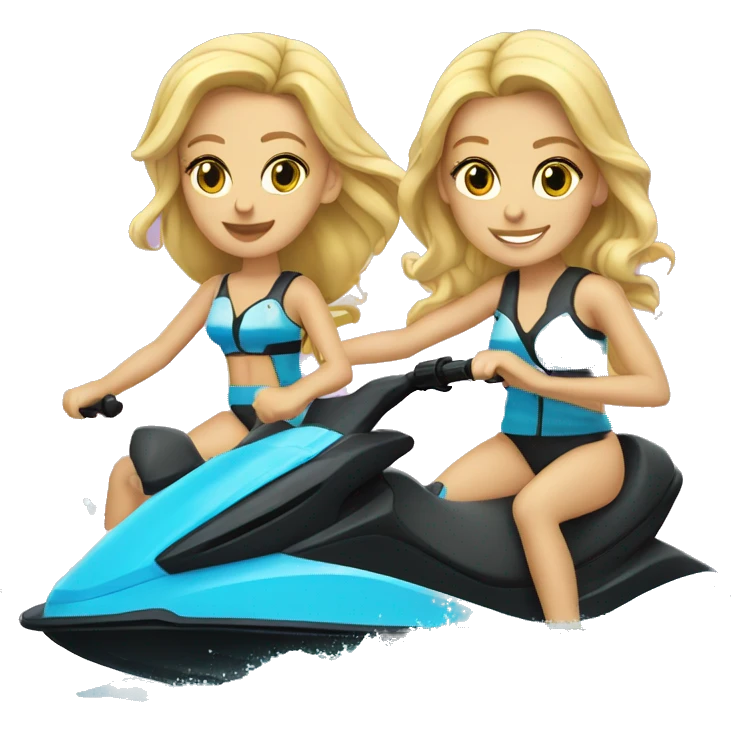 Caucasian Blonde Twins on Jet Ski  emoji