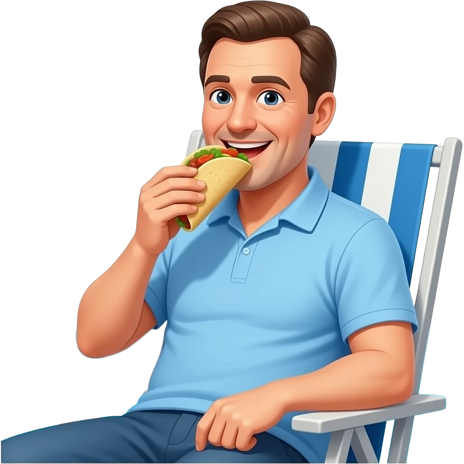 A dad eating a taco in a chair by the pool emoji