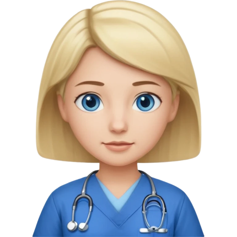 Nurse blue eyes short blond blue scrubs emoji