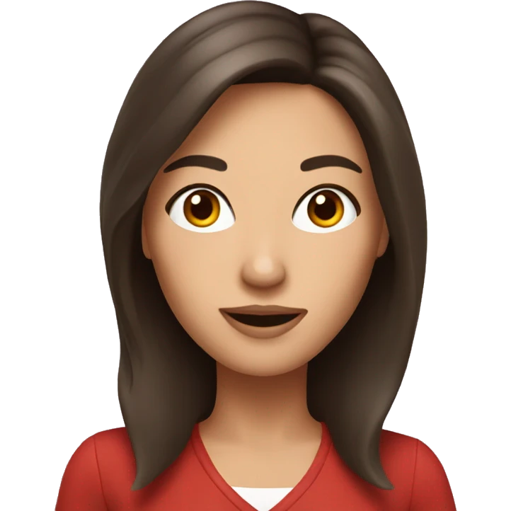 a brunette woman taking a selfie emoji