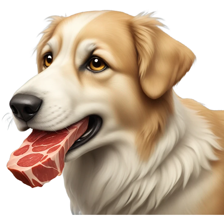 Germán shepard eating meat  emoji