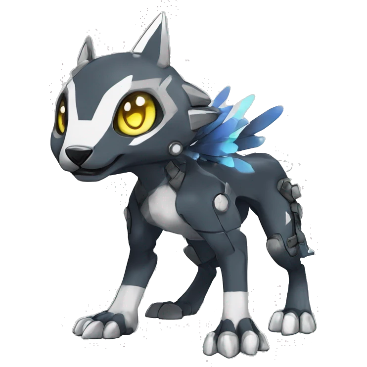 cute cool edgy sharp futuristic punk Digimon-Fakemon-animal full body emoji