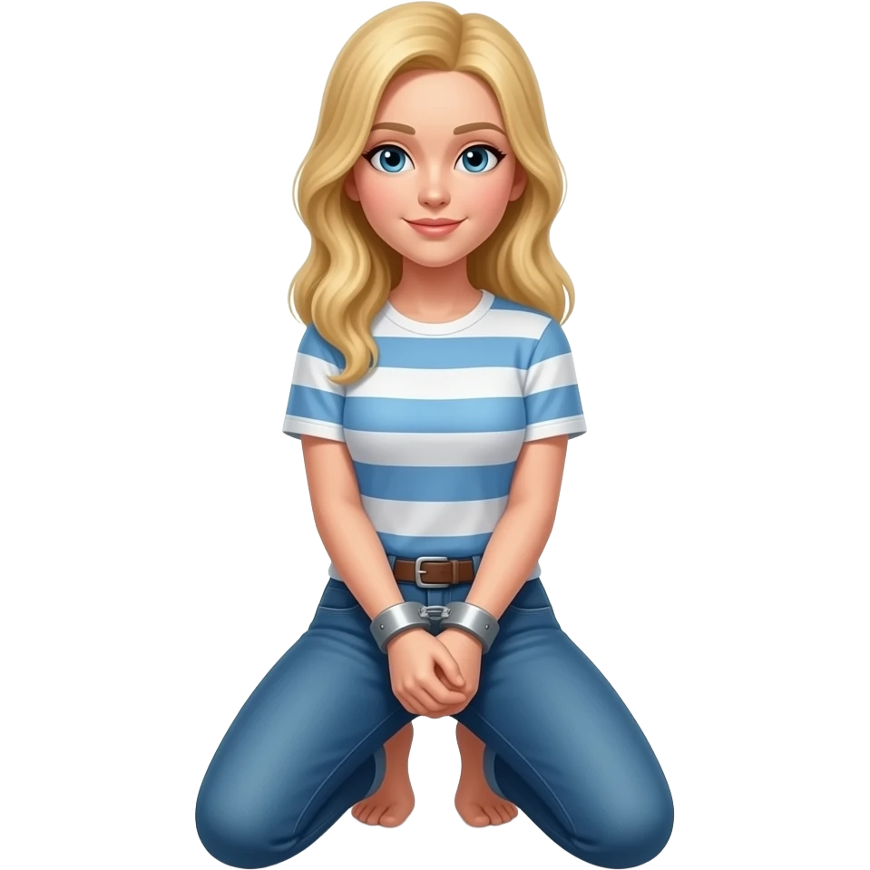 Blonde woman kneeling in restraints emoji