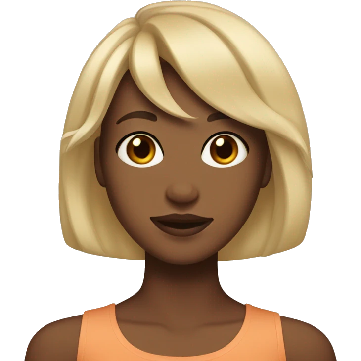 blonde girl with bangs brown skin emoji
