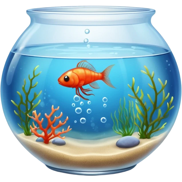 Fish Bowl Aquarium with a single Sea Monkey Atremia Shrimp in it emoji
