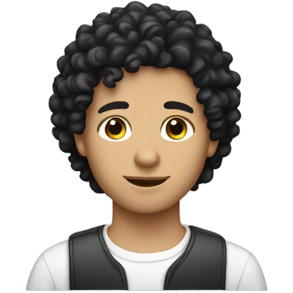 White boy with curly black hair  emoji