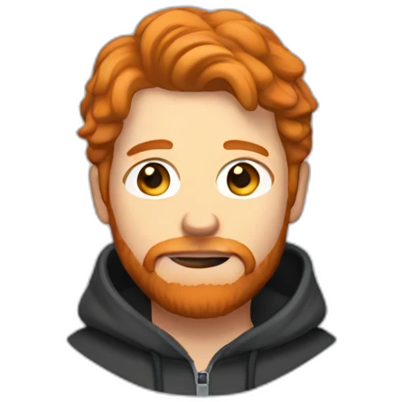 Man with ginger hair and a ginger beard wearing a hoodie emoji