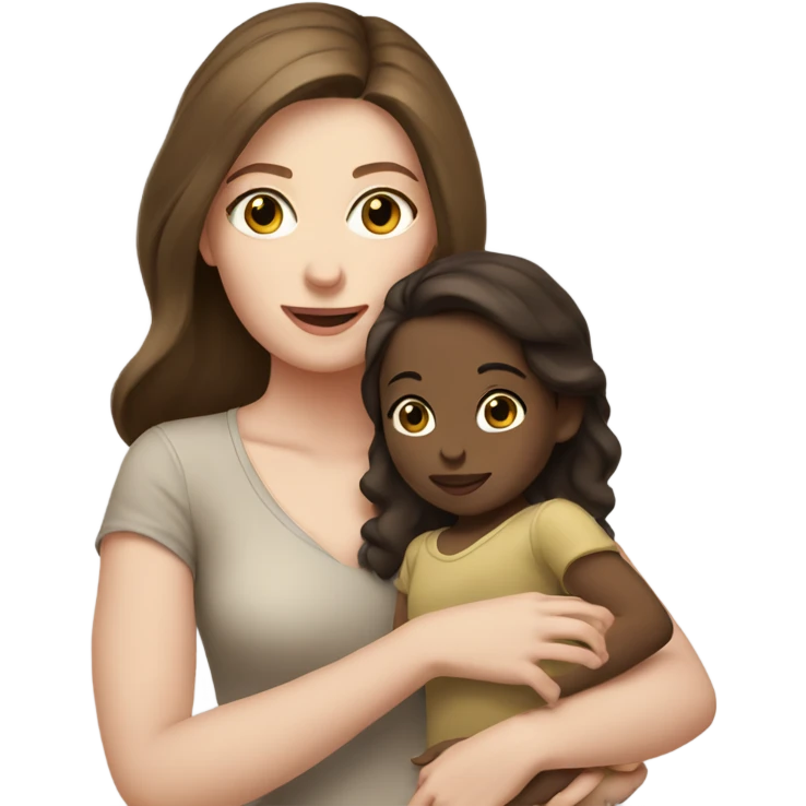 Pale Brunette holding a girl toddler  emoji