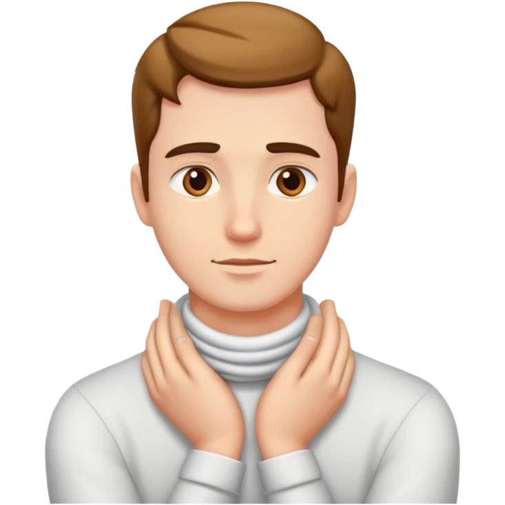 Guy having hands crossed on his neck emoji