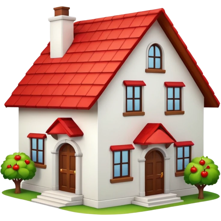 house with red roof, apple emoji style emoji