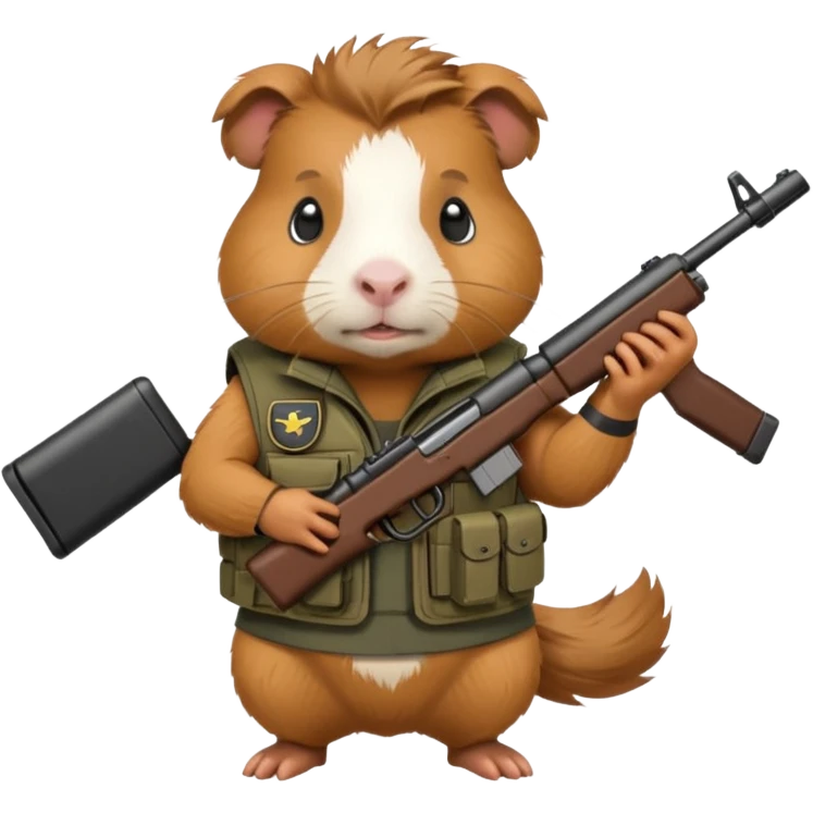guinea pig in a tactical vest, holding a cartoon rifle emoji