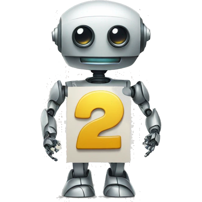 ROBOT HOLDING A SIGN WRITTEN NUMBER TWO emoji
