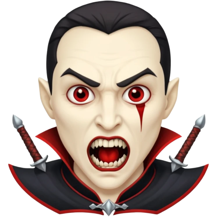 vampire guard with spear open mouth emoji