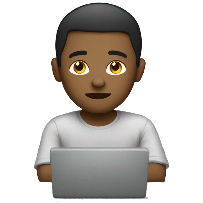 generate me a young emoji who is working on his computer and very focused emoji