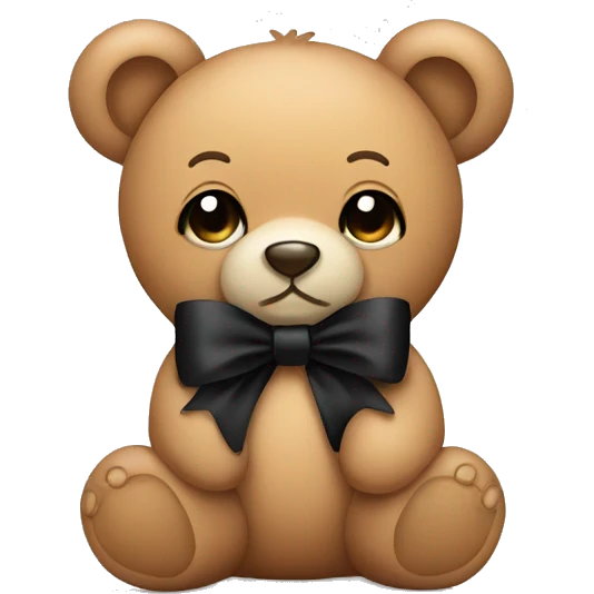 Cute teddy bear with black bow emoji