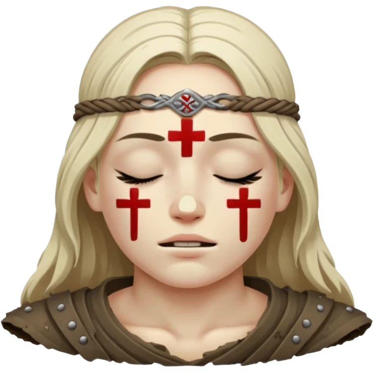 Warrior dead and closed eyes with cross eyes emoji