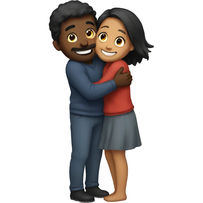 couple hug with warm smiles emoji