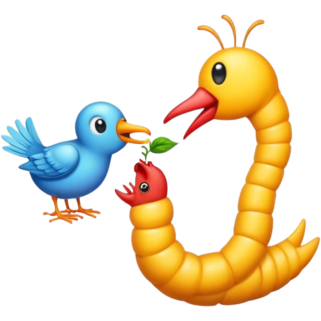 A worm eating a bird  emoji