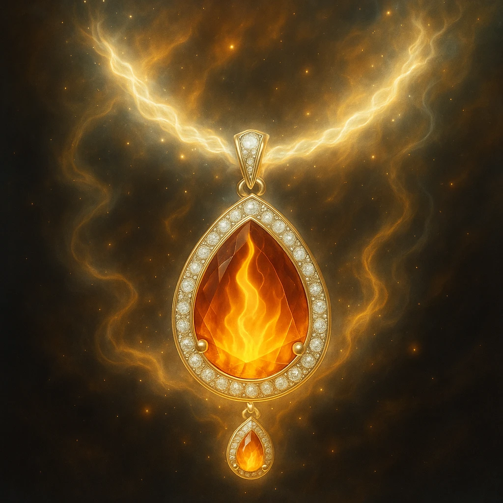 Make the necklace floating and ethereal, with a glowing aura emoji