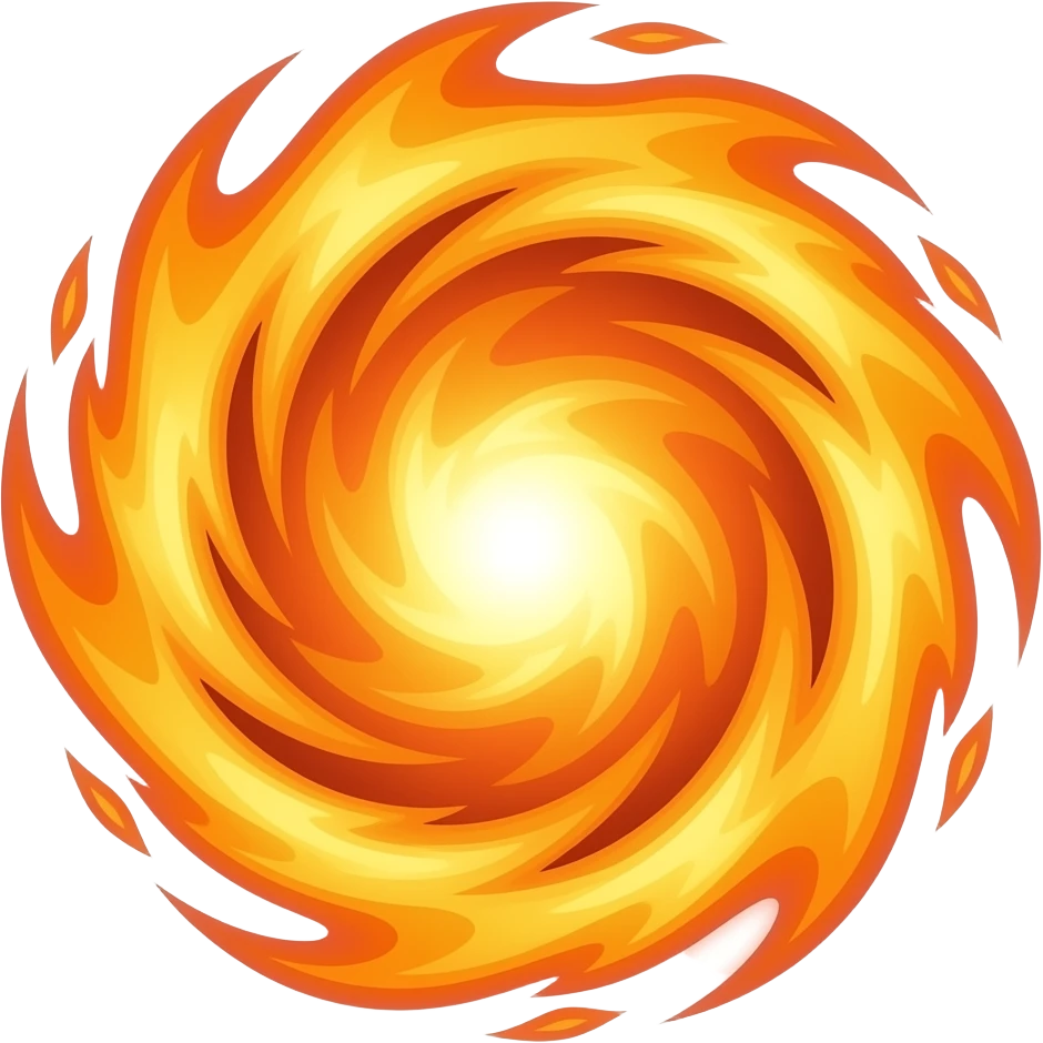 🛡️ A stylized vortex of magical fire, symbolizing battle chaos emoji