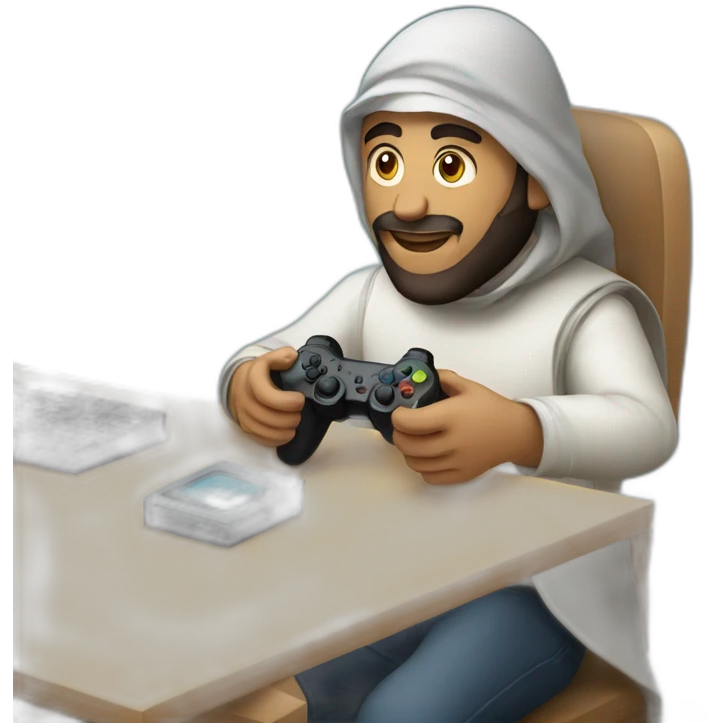arabic men play video game with controller emoji