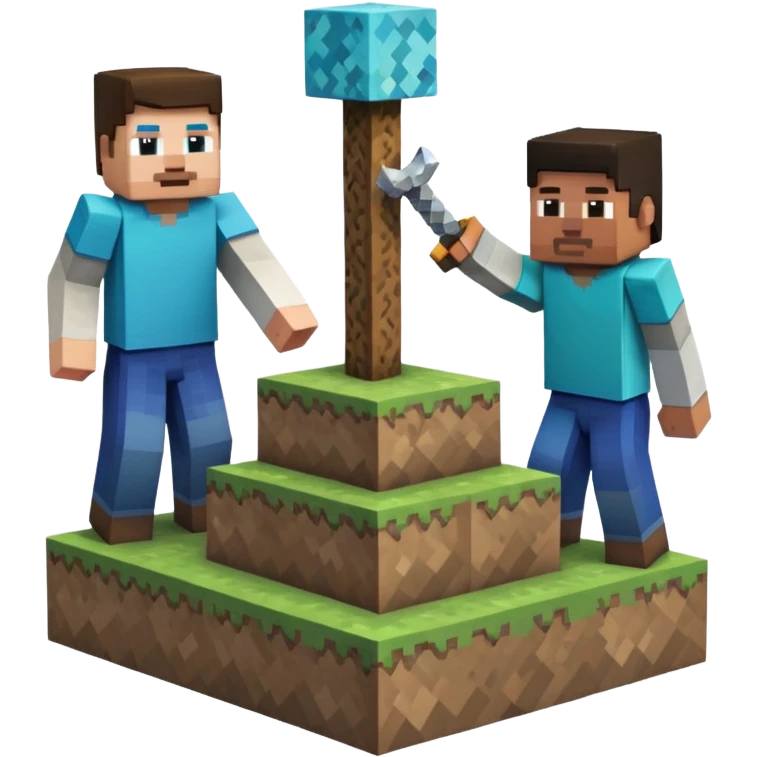 2 minecraft charectors building together a foundation emoji