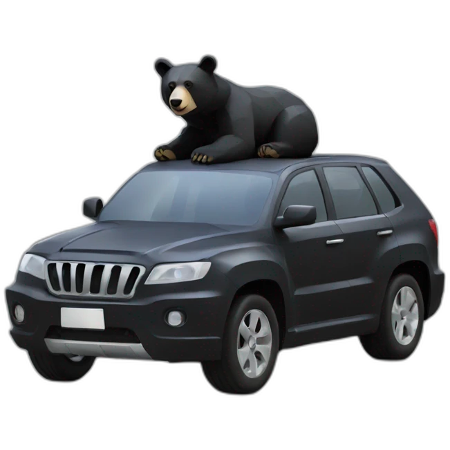 stand Lowpoly black bear in car emoji