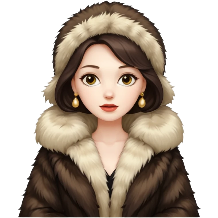Beautiful wealthy Woman in a huge fur coat  emoji