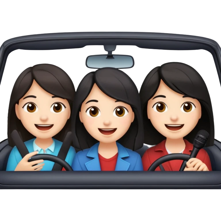 3 dark haired girls singing in a car emoji