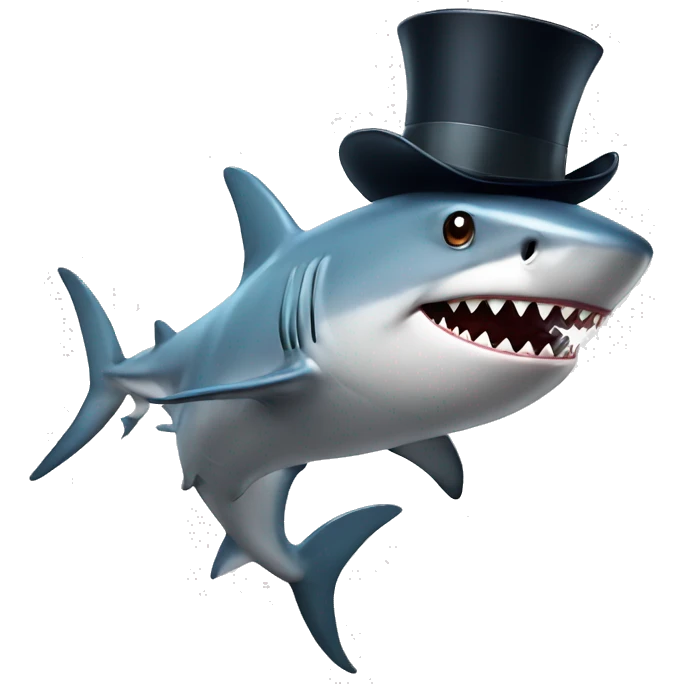 Shark with a top hat emoji