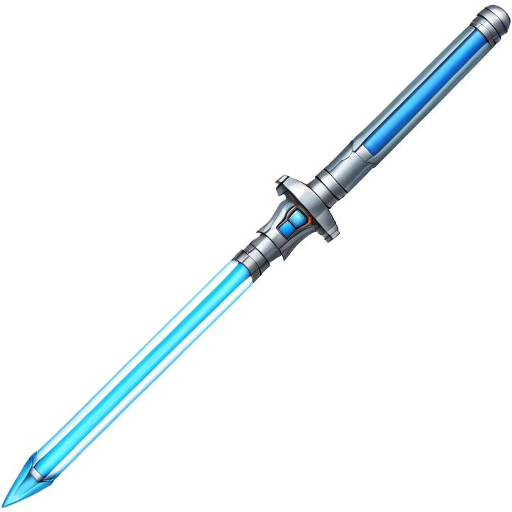 lightsaber with glowing blue blade and simple hilt emoji