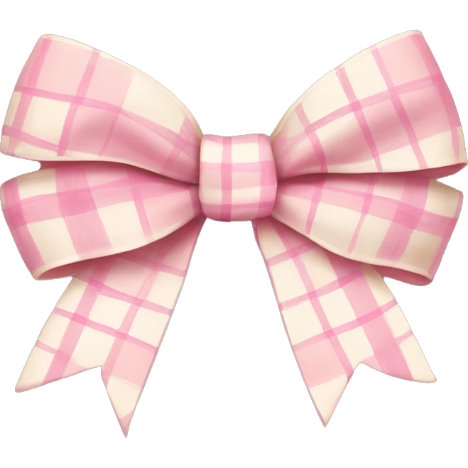 Cream pink plaid bow ribbon emoji