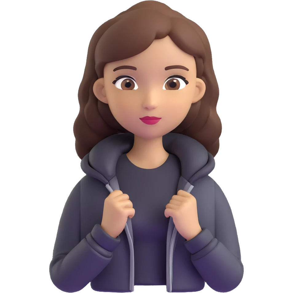 Light-skinned girl with brown hair wearing black jacket emoji