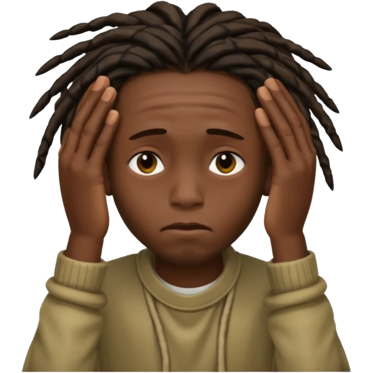 Boy with dreads face palm very dark skin  emoji