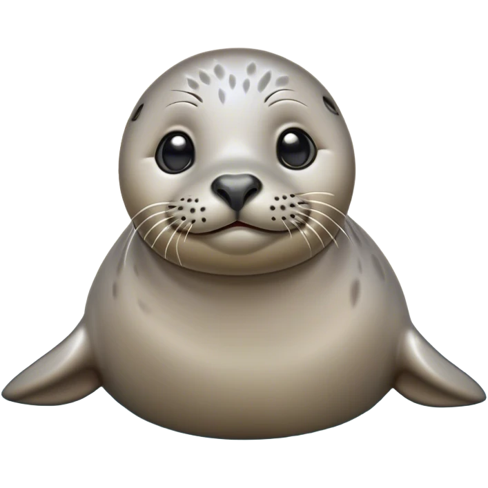Cinematic Cute harbour seal Portrait Emoji, Head tilted playfully and inquisitively, featuring a charming, plump form with a sleek, shiny body and round, sparkling eyes full of gentle wonder, accented by a subtly contoured head, Simplified yet irresistibly adorable features, highly detailed, glowing with a warm, friendly oceanic glow, high shine, affectionate and lively, stylized with a touch of whimsical seaside charm, soft glowing outline, capturing the essence of a mischievous yet loving harbour seal that seems as if it could pop out of the screen into your arms! emoji