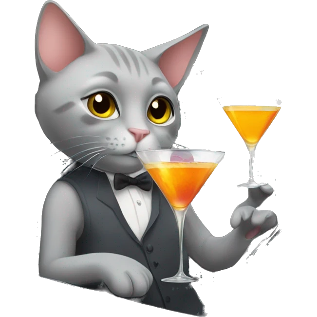 Gray cat drinking a martini and driving a Lamborghini  emoji