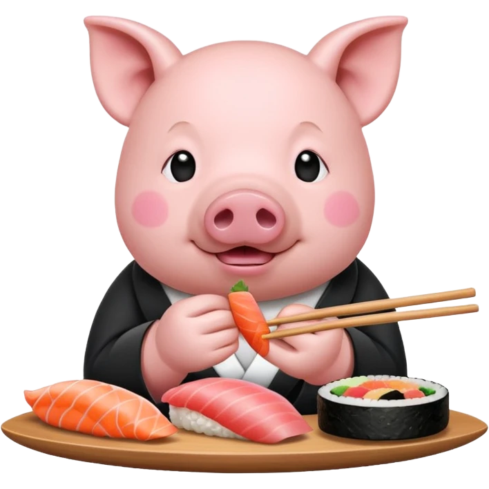Pig eat sushi emoji