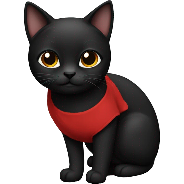 black cat ,  in red dress , with glasses , and black short hair emoji