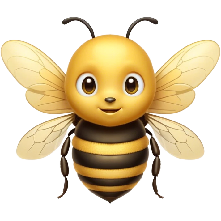 Cinematic Cute Bee Portrait Emoji, Head tilted playfully and inquisitively, featuring a delightfully small, fuzzy body with bright, shimmering eyes and adorable, delicate wings, Simplified yet irresistibly adorable features, highly detailed, glowing with a warm, inviting glow, high shine, affectionate and lively, stylized with a touch of whimsical honeyed charm, soft glowing outline, capturing the essence of a mischievous bee that seems as if it could buzz out of the screen into your arms! emoji