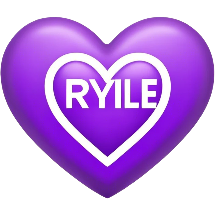 Purple heart with the letters Rylie in the middle  emoji