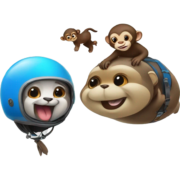Otter and monkey skydivers emoji