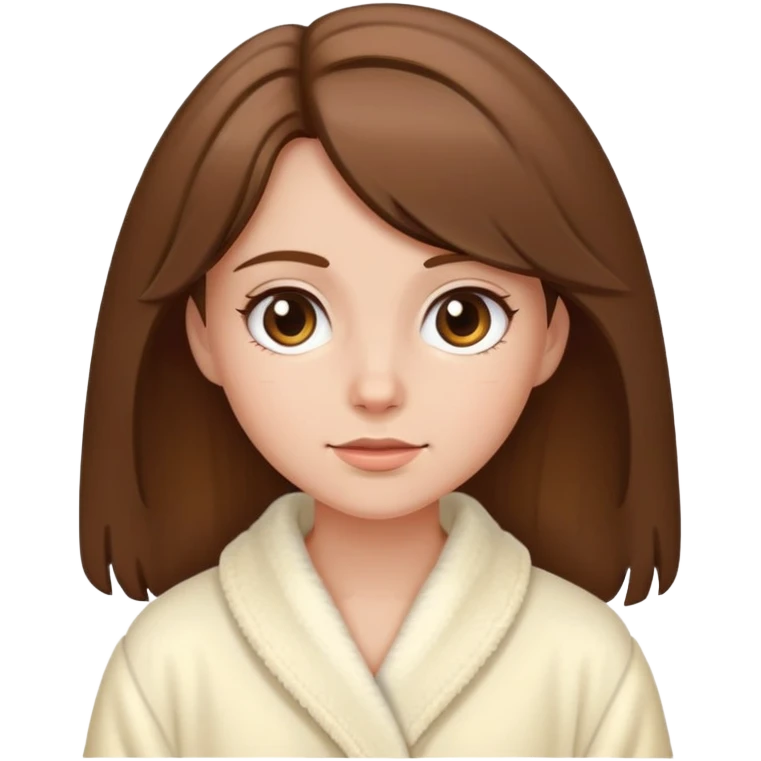 Brown haired girl wearing a cream dressing gown emoji