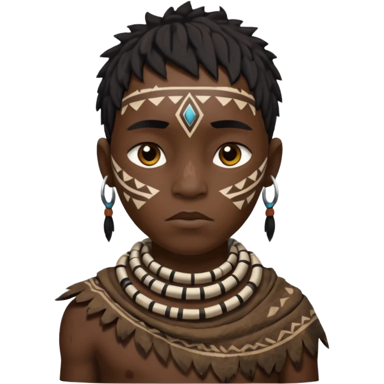 ancient black boy, tattered animal cloth emoji
