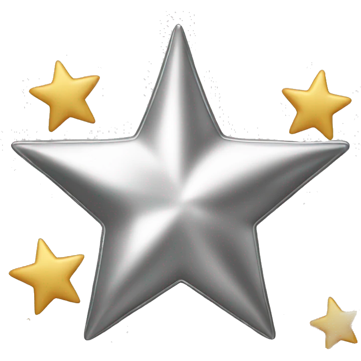 Create a silver star emoji identical to the classic gold star emoji (⭐️). It should match the same size, shape, and smooth shading, but in metallic silver. Keep the design simple and glossy, just like the original Apple star emoji. emoji